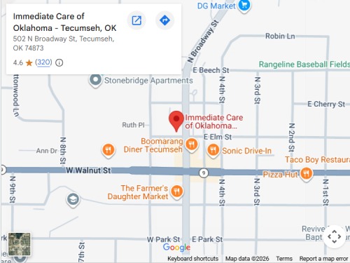 Directions to Immediate Care of Oklahoma in Tecumseh, OK